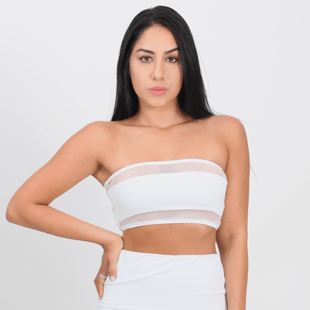 TOP FAIXA TULE BRANCO