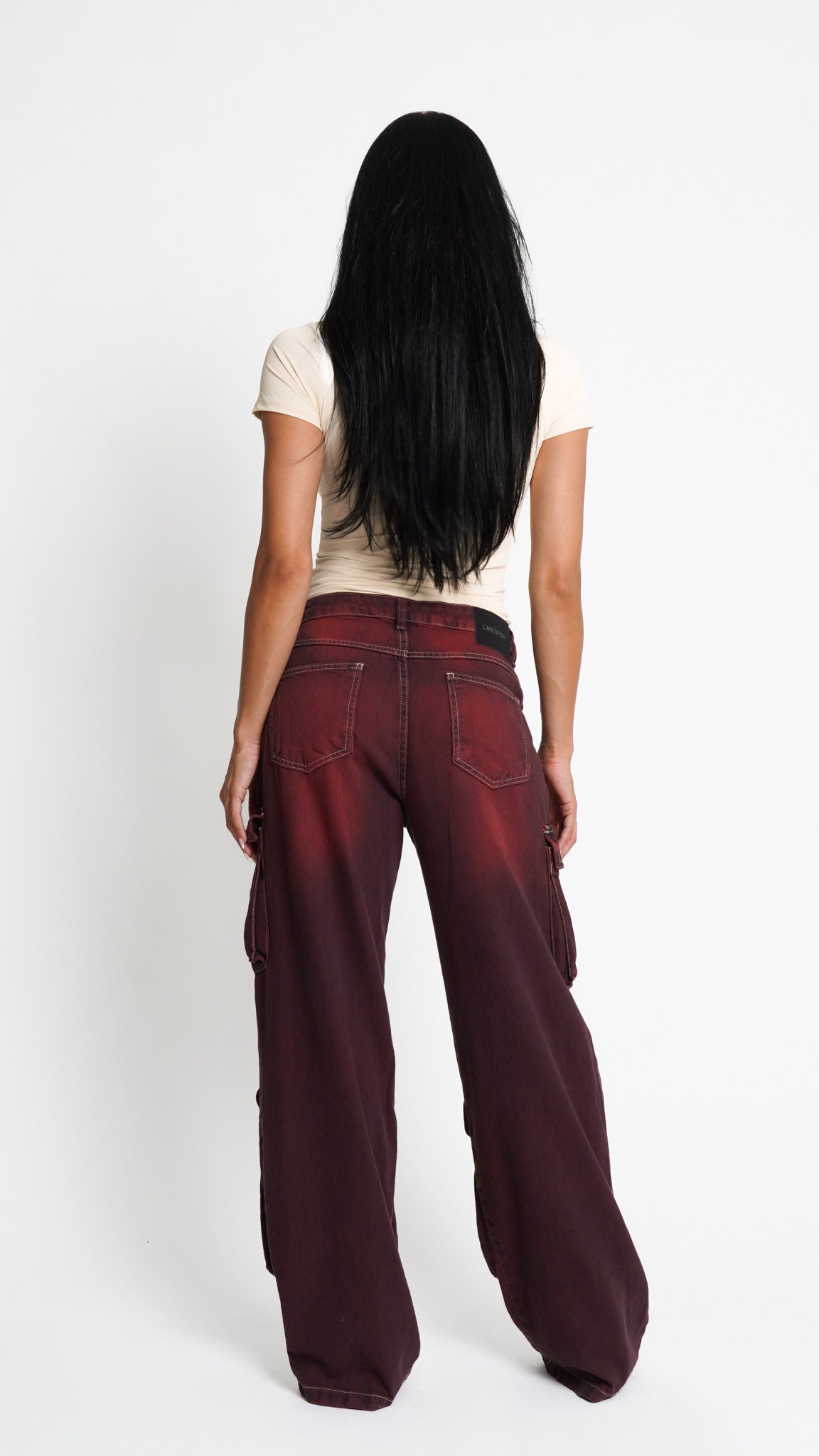 CALÇA JEANS POCKET BORDÔ