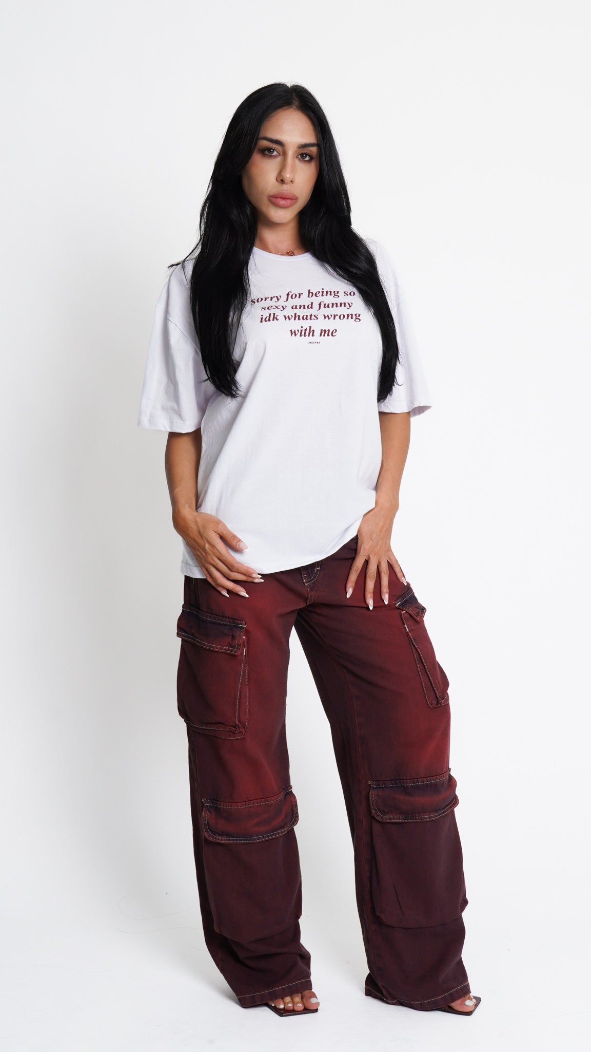 CALÇA JEANS POCKET BORDÔ