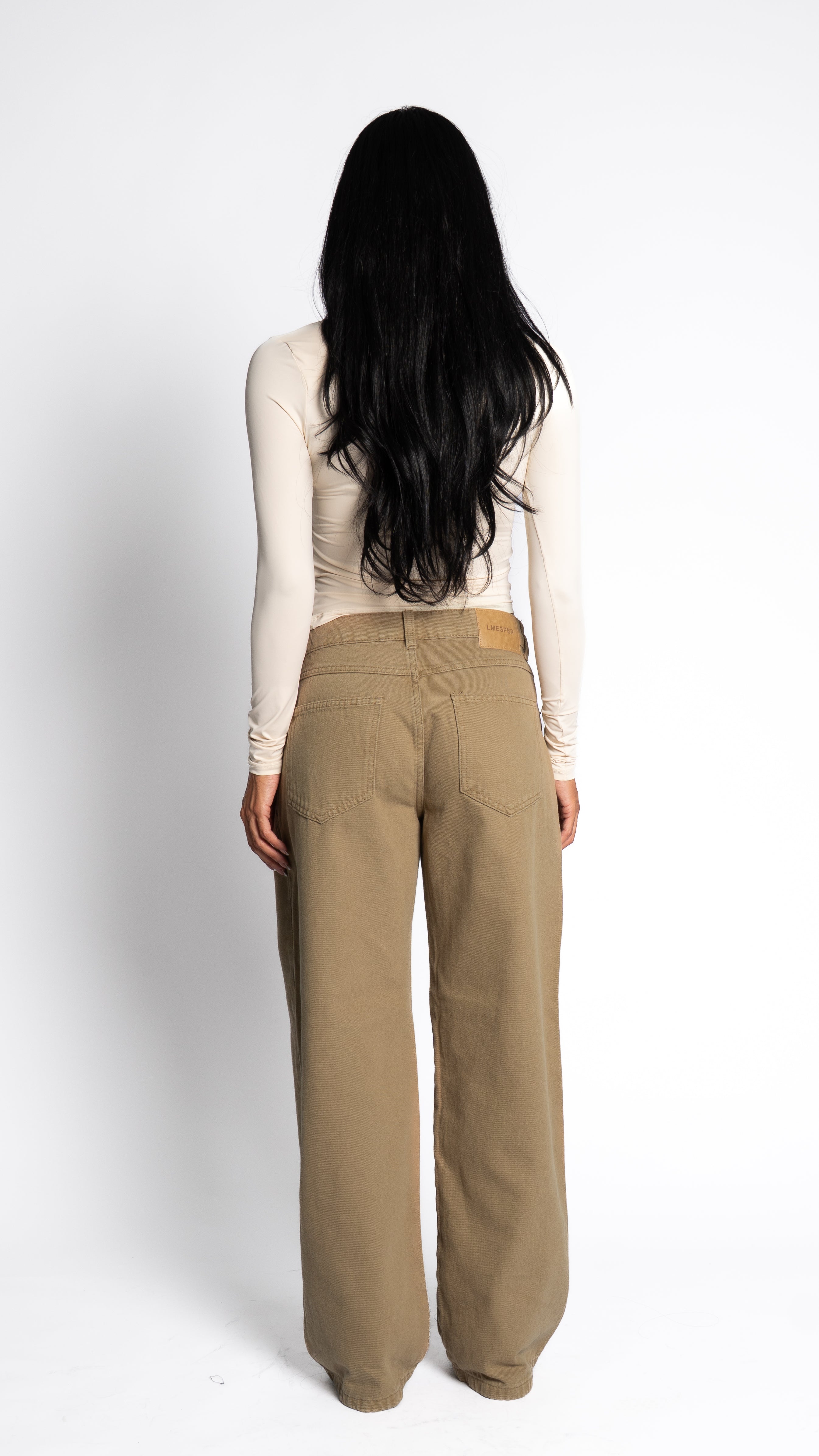 CALÇA JEANS OVERSIZED BEGE