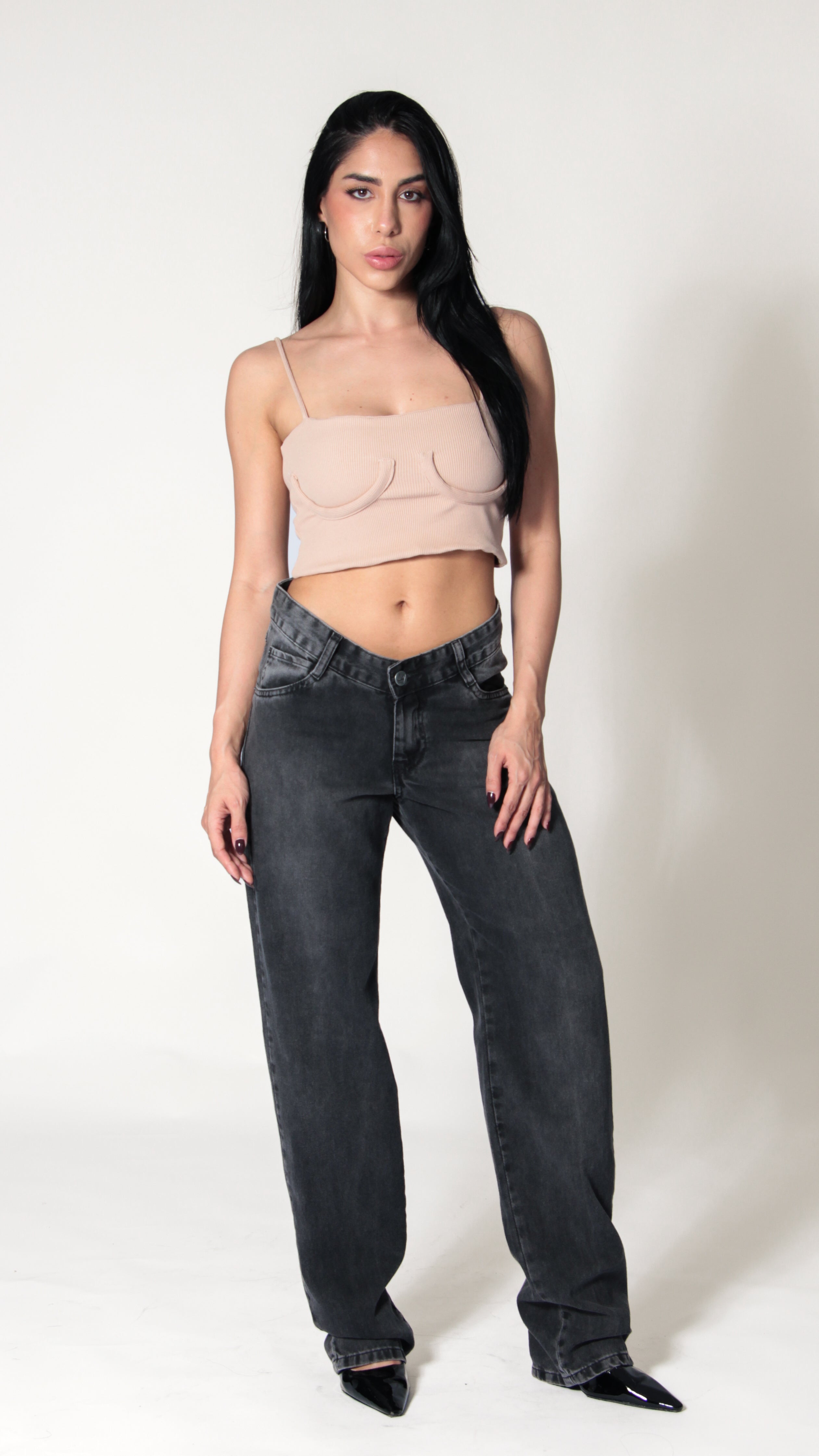 CALÇA JEANS ASSIMÉTRICA BLACK