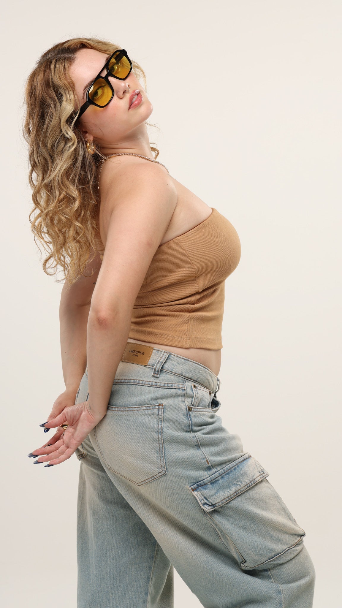 TUBE TOP RIBBED BEGE