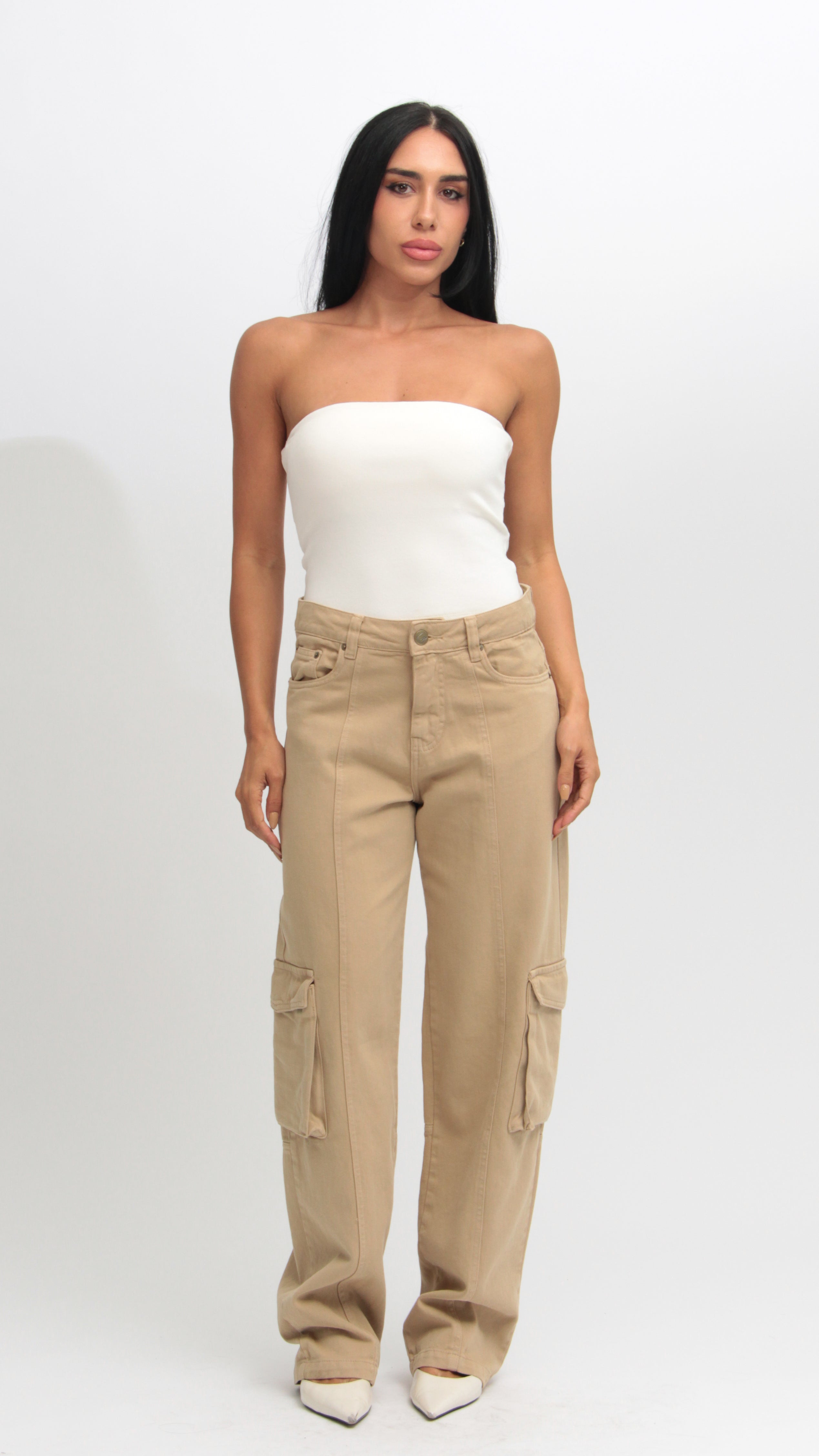 CALÇA JEANS SKATER BEGE