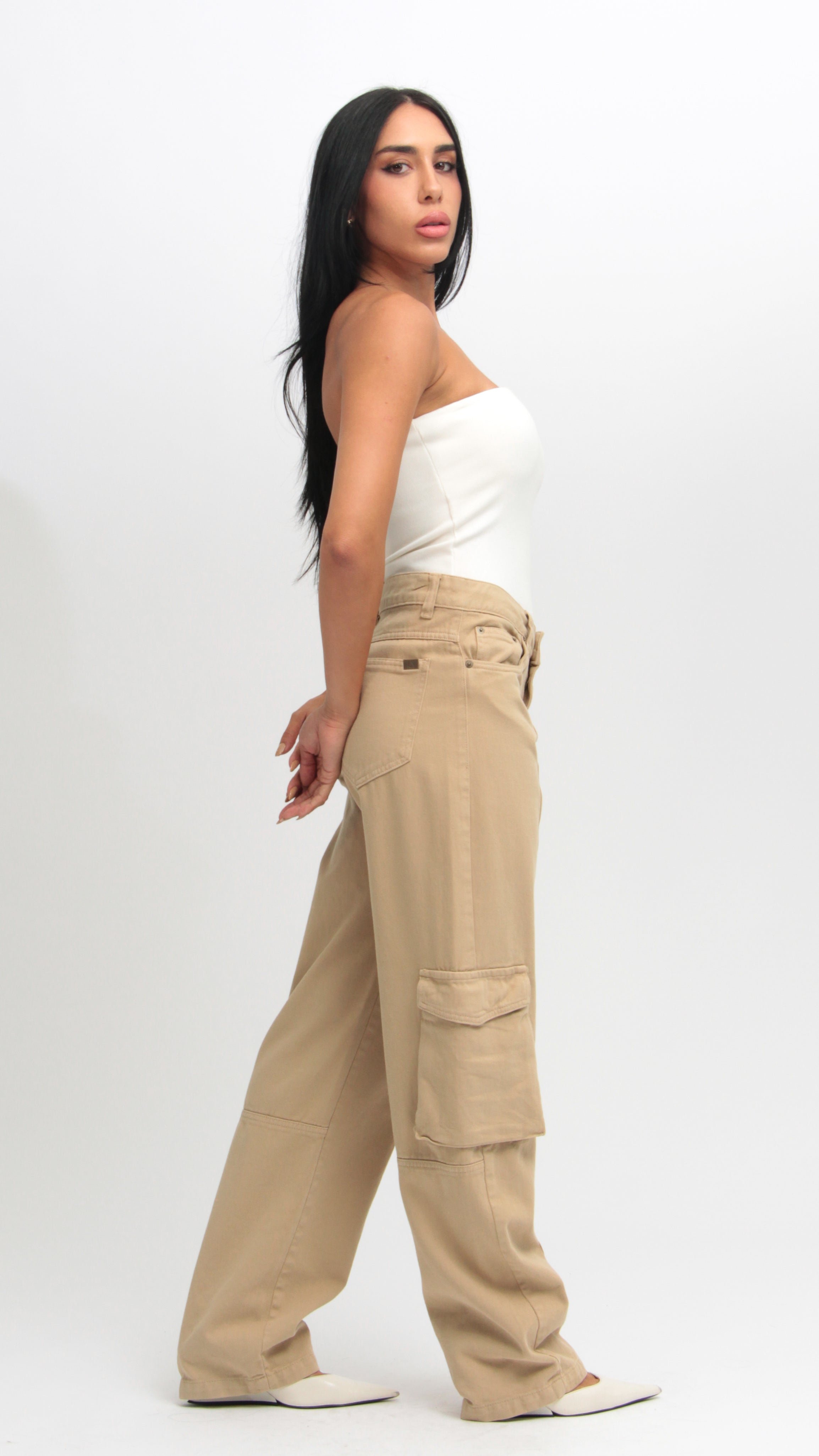 CALÇA JEANS SKATER BEGE