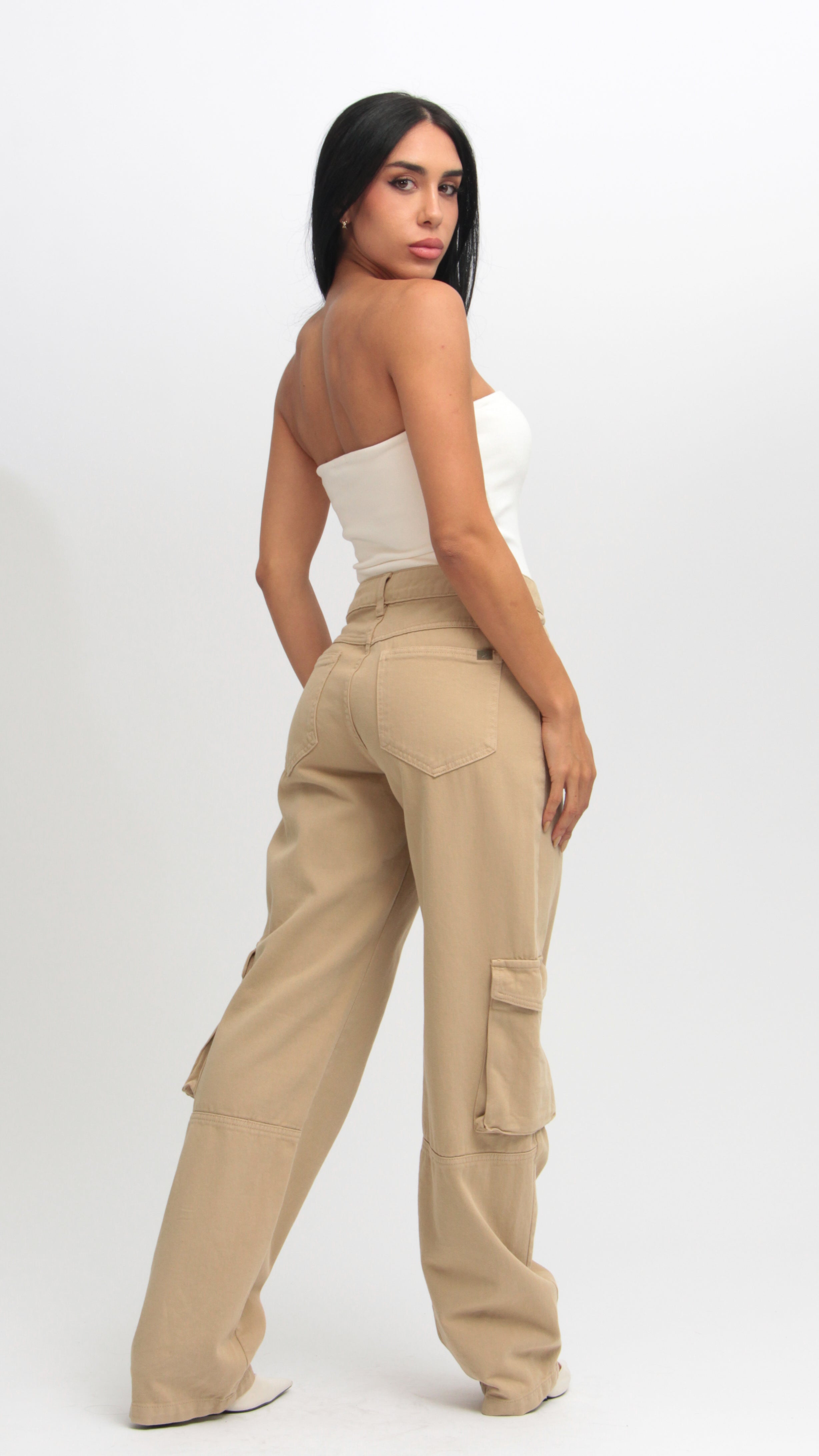 CALÇA JEANS SKATER BEGE