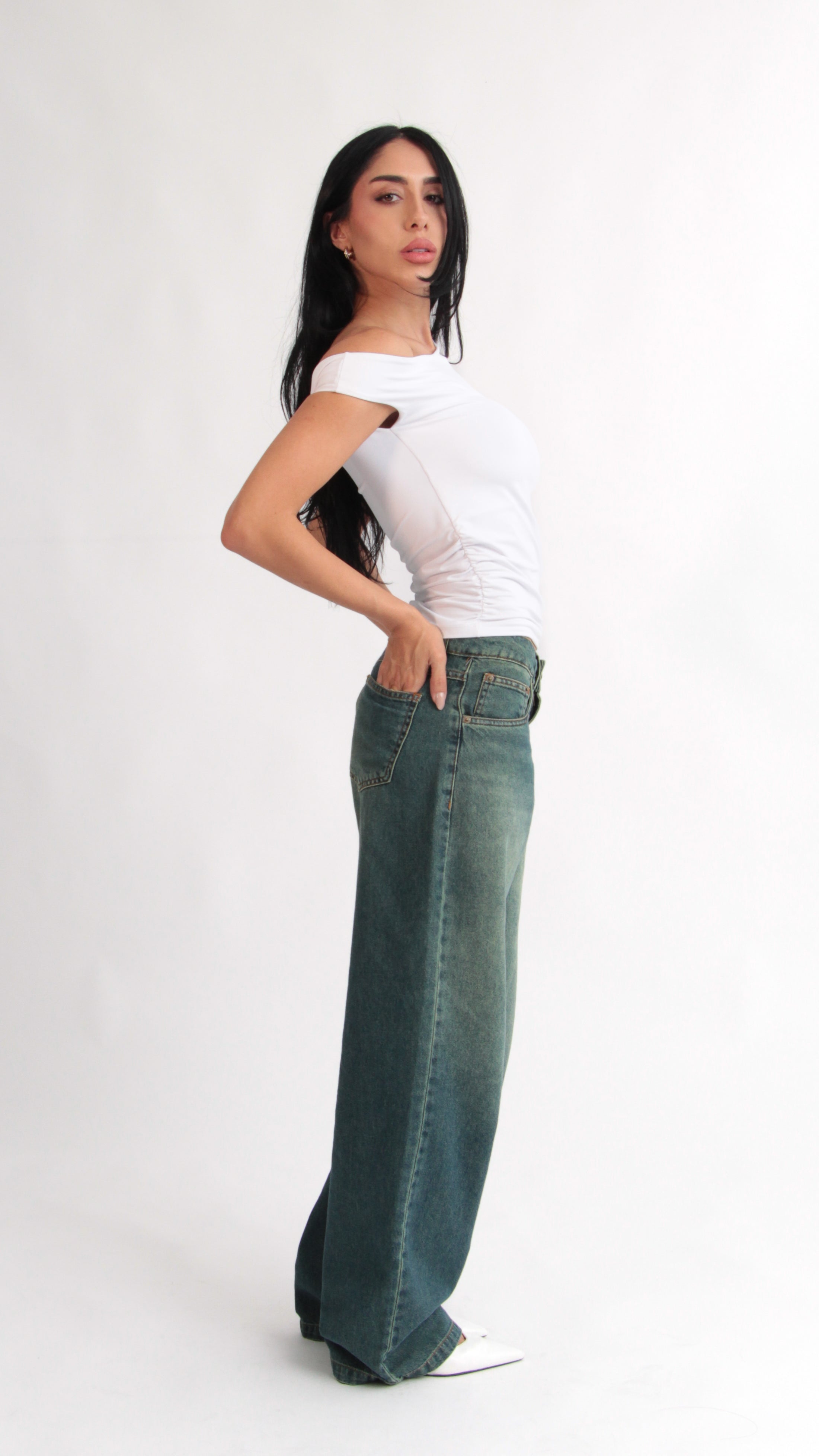 CALÇA JEANS OVERSIZED MERMAID
