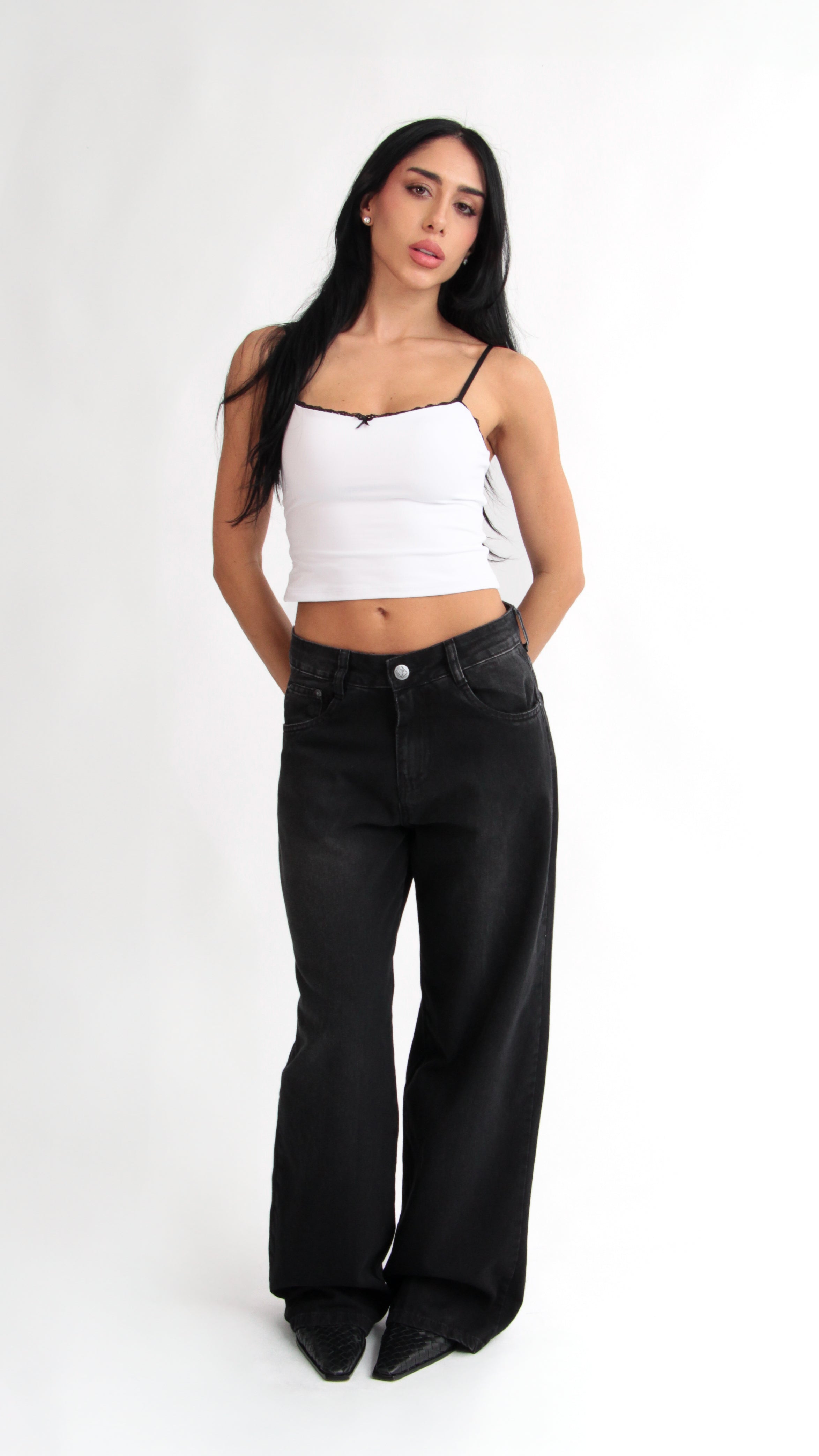 CALÇA JEANS OVERSIZED CARVÃO