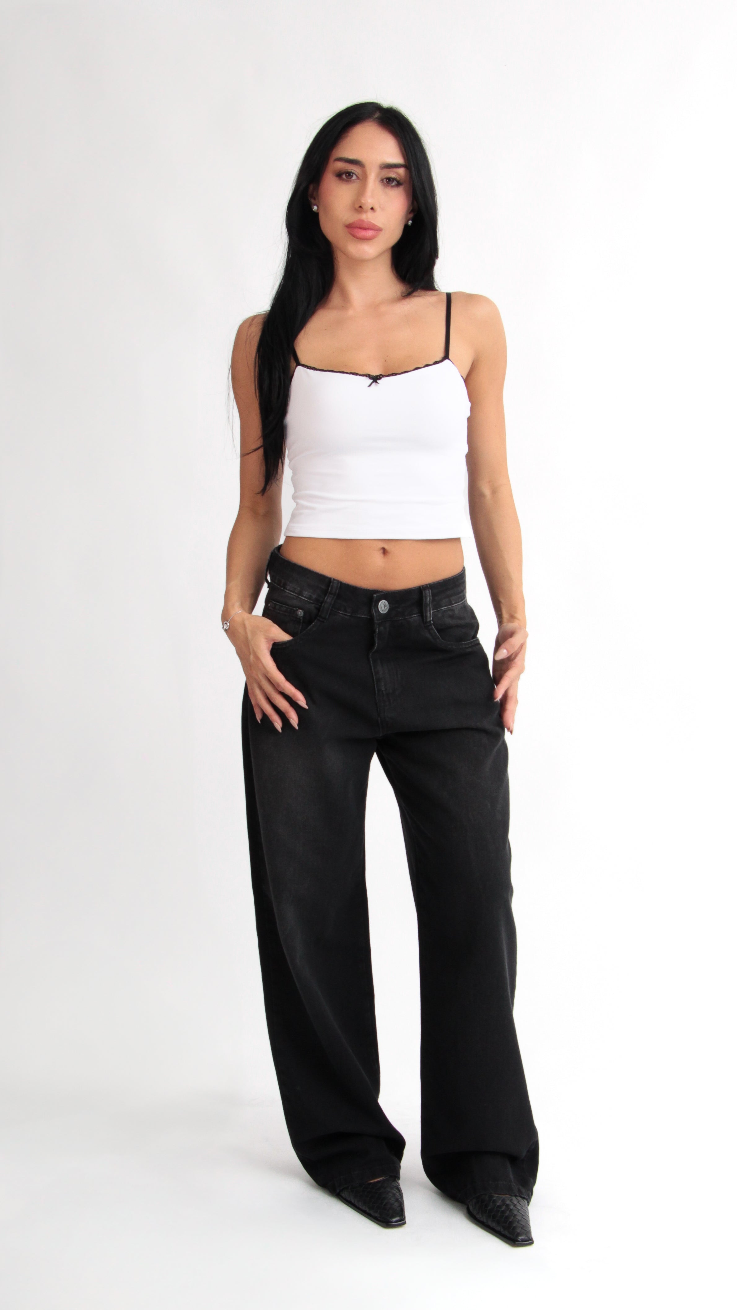 CALÇA JEANS OVERSIZED CARVÃO