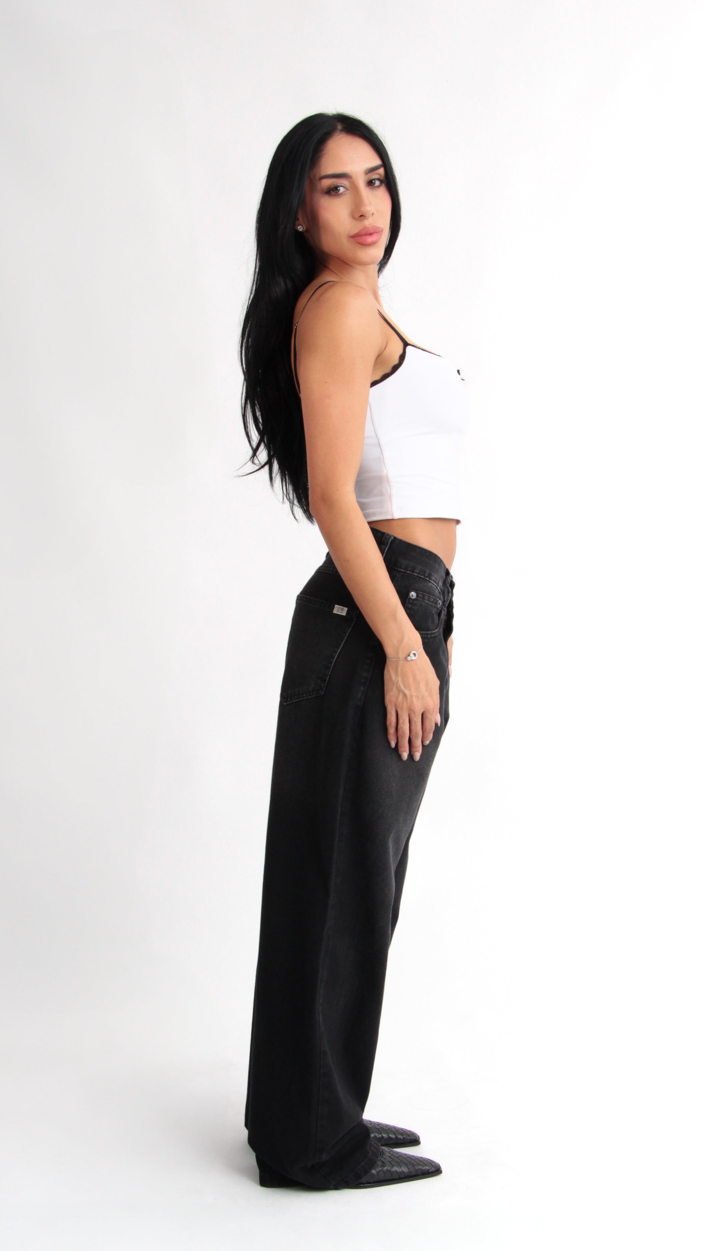 CALÇA JEANS OVERSIZED CARVÃO