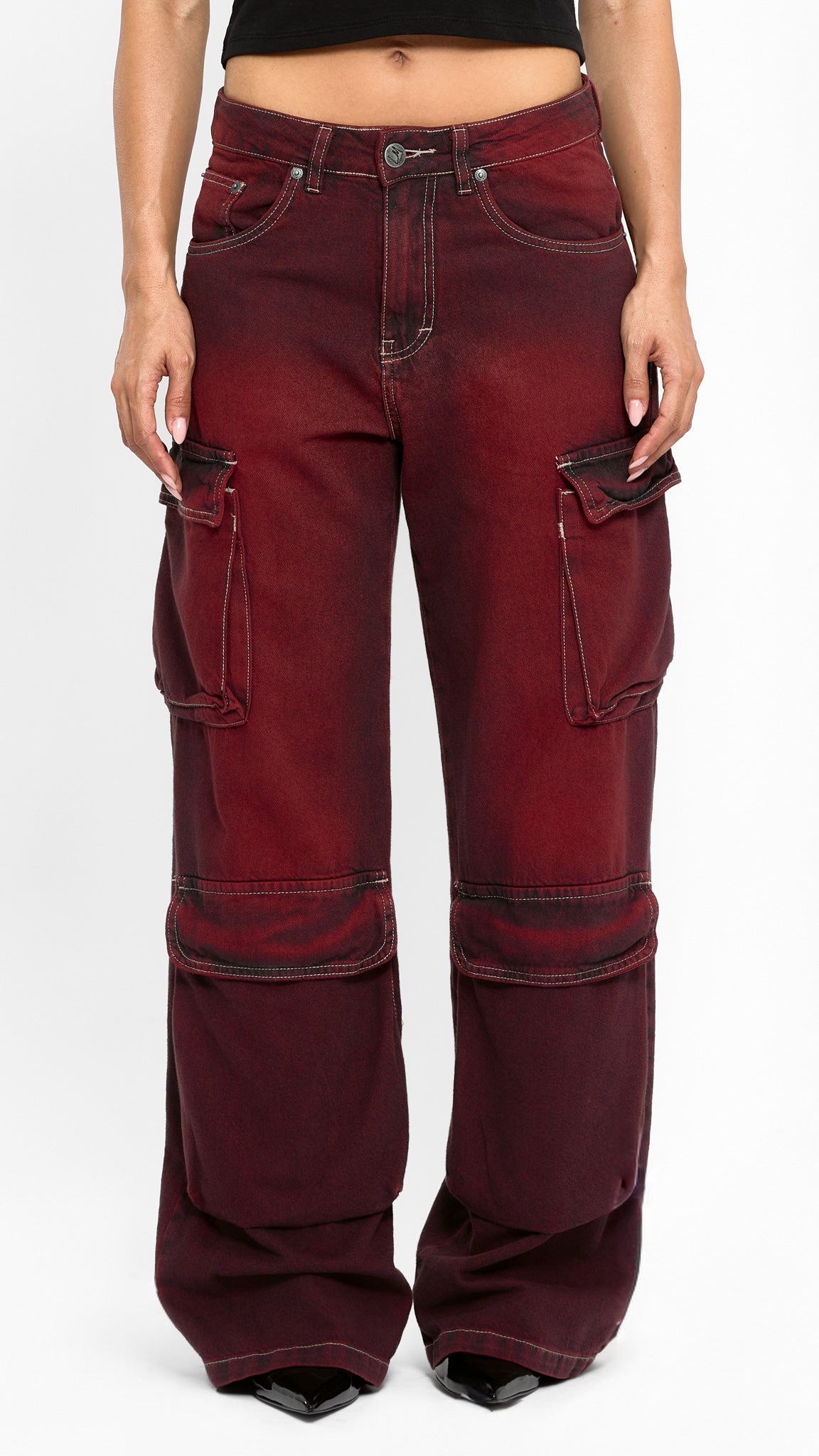 CALÇA JEANS POCKET BORDÔ