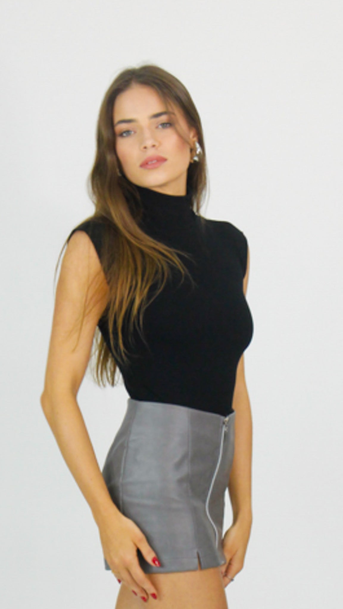 BODY GOLA RIBBED PRETO