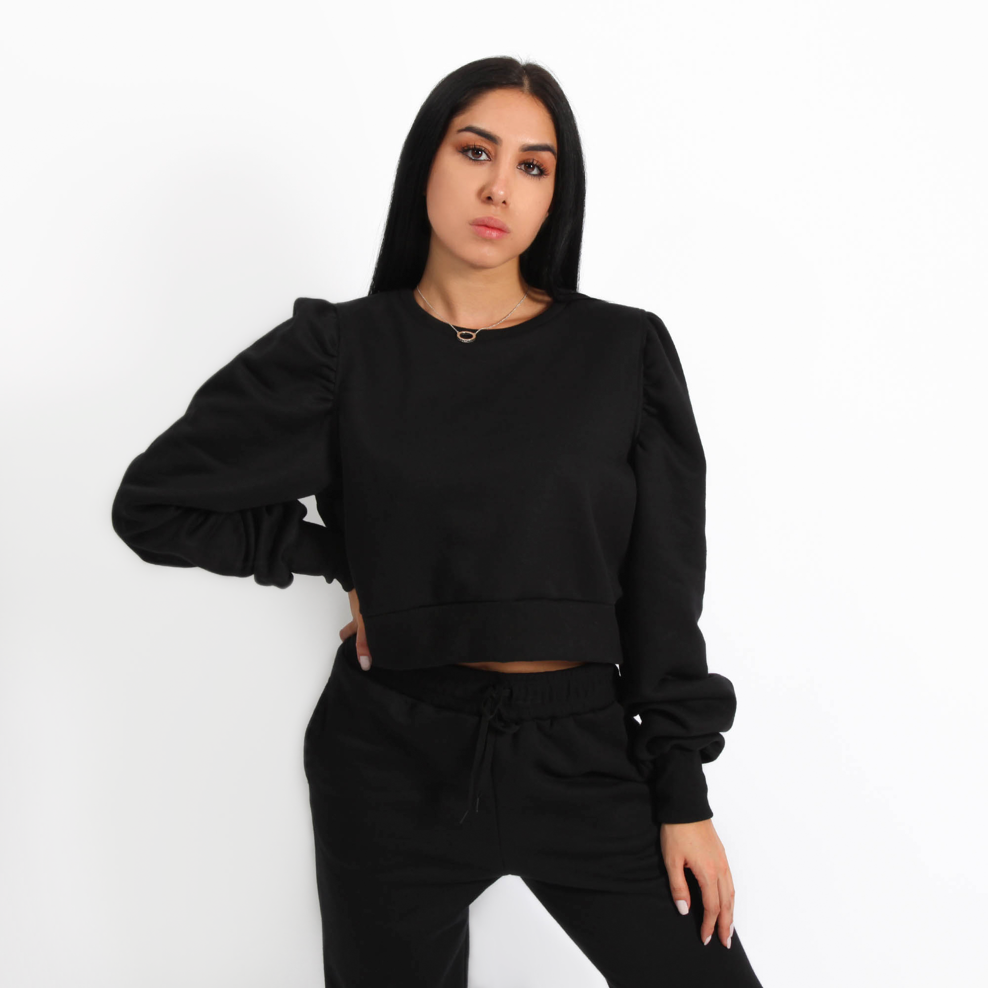 MOLETOM CROPPED MANGA BUFANTE
