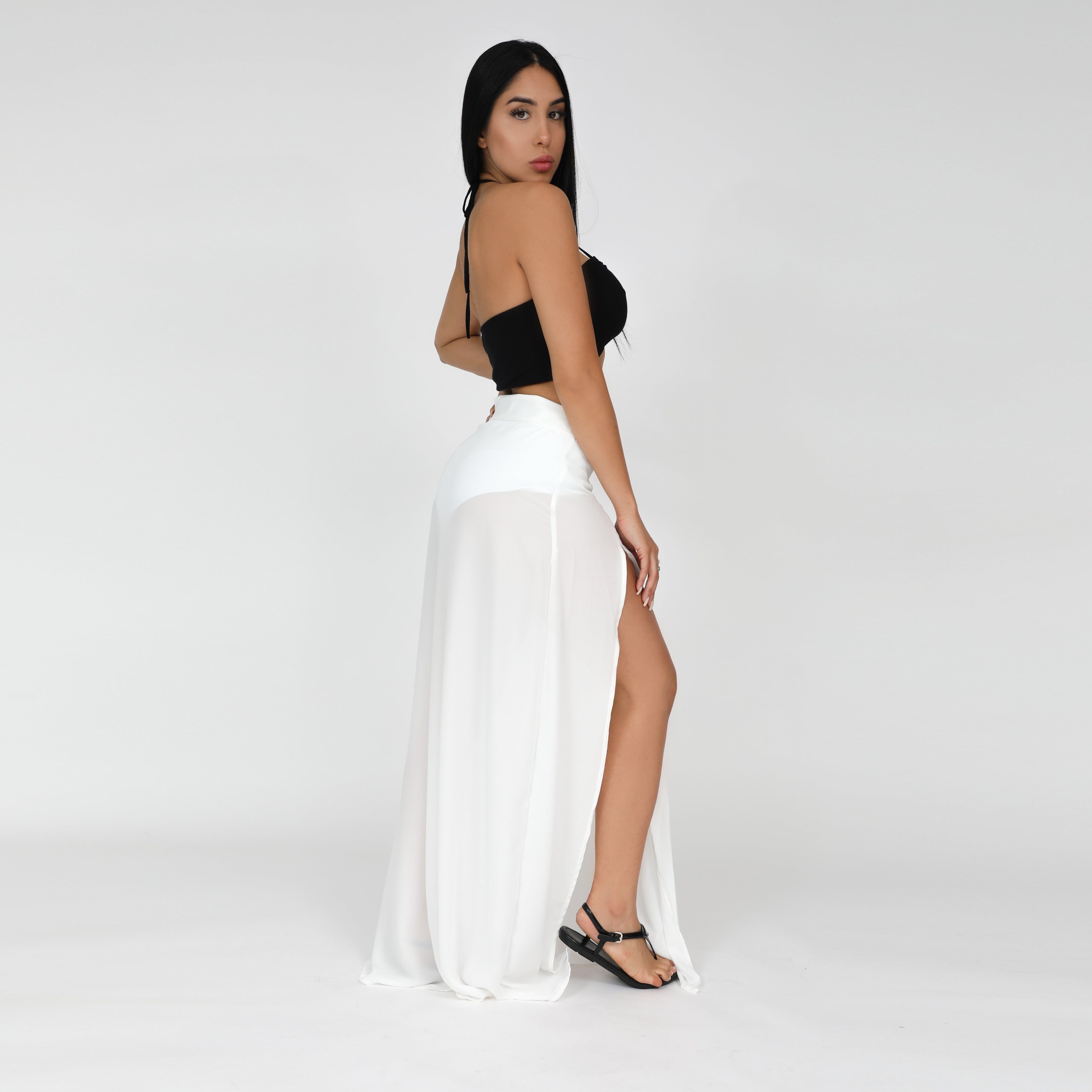 SAIA LONGA FENDA OFF WHITE (SEM HOT PANT)