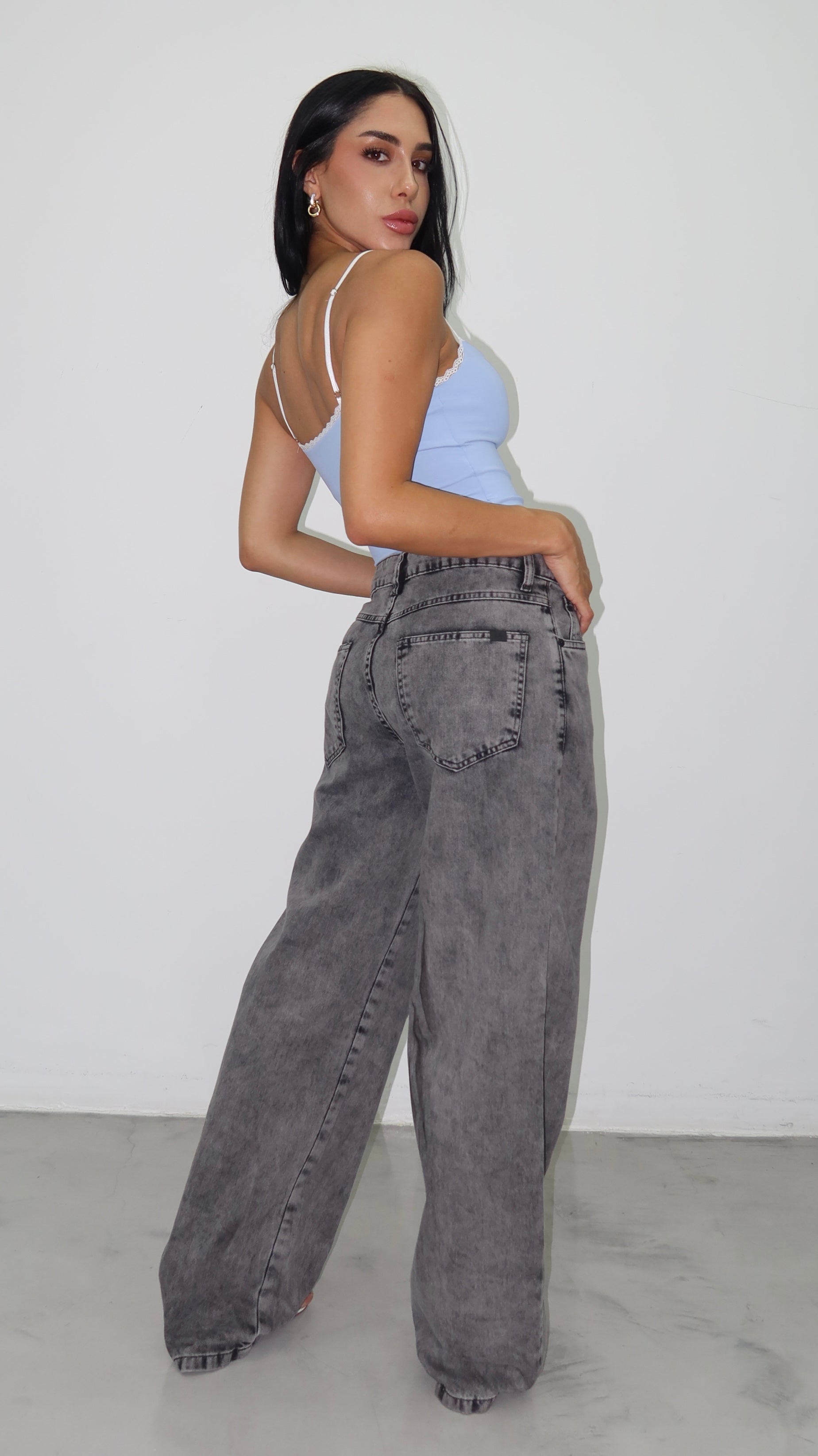 CALÇA JEANS OVERSIZED SILVER ESCURA