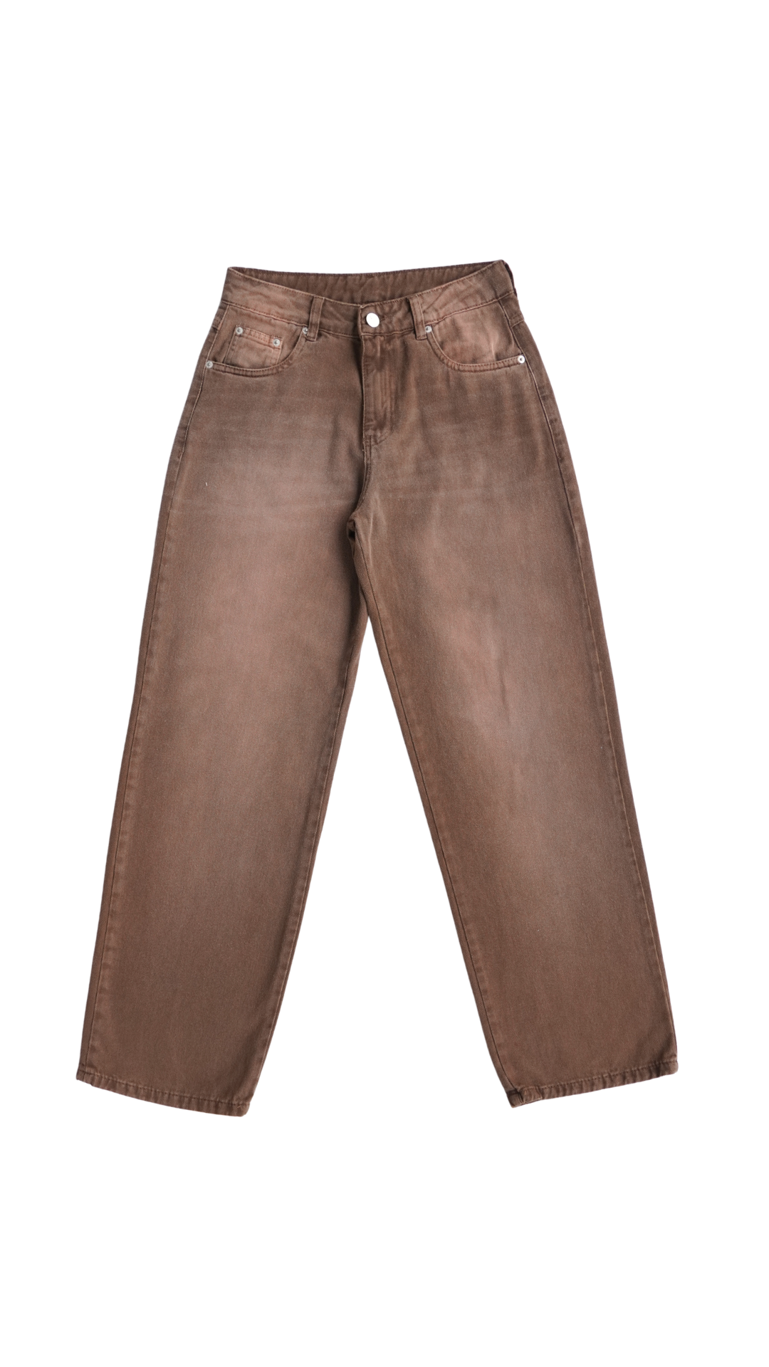 CALÇA JEANS OVERSIZED MARROM ROSE