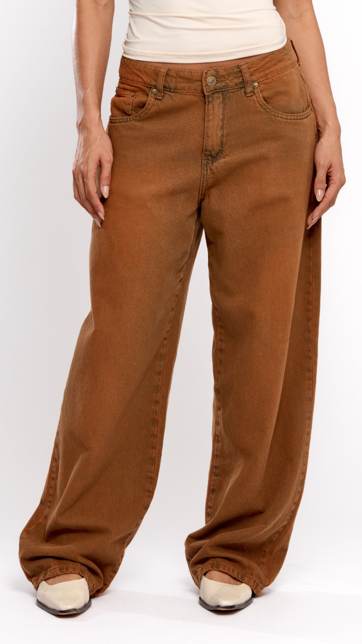 CALÇA JEANS OVERSIZED TERRACOTA