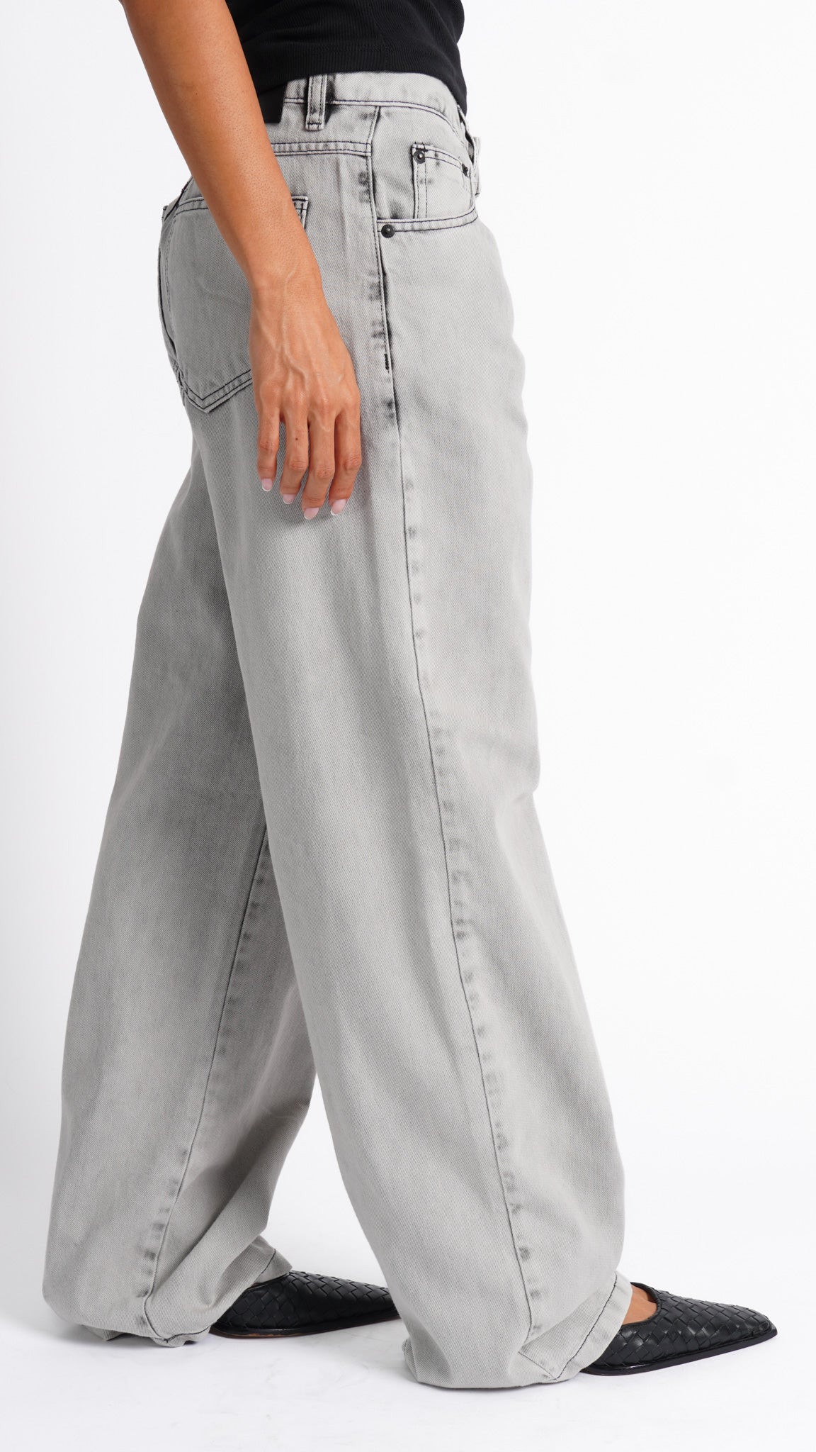 CALÇA JEANS OVERSIZED GREY