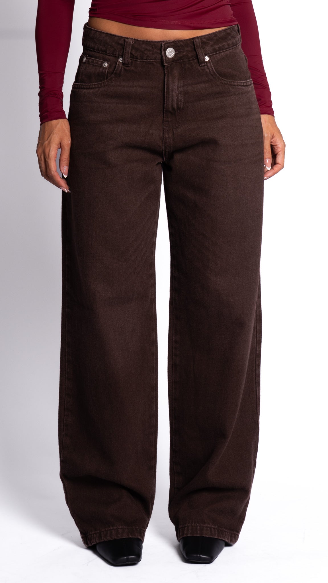 CALÇA JEANS OVERSIZED DARK ROSEWOOD
