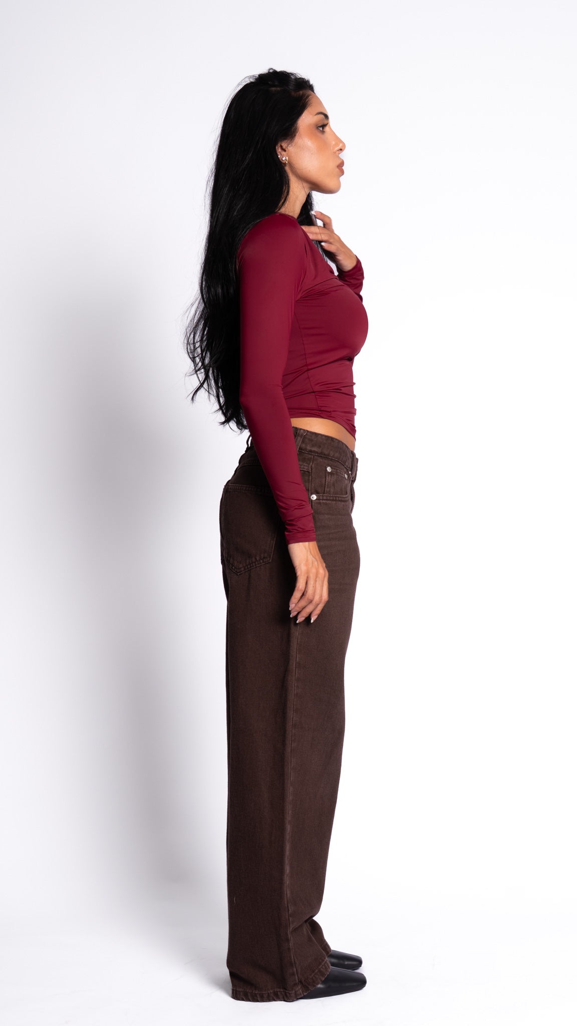 CALÇA JEANS OVERSIZED DARK ROSEWOOD