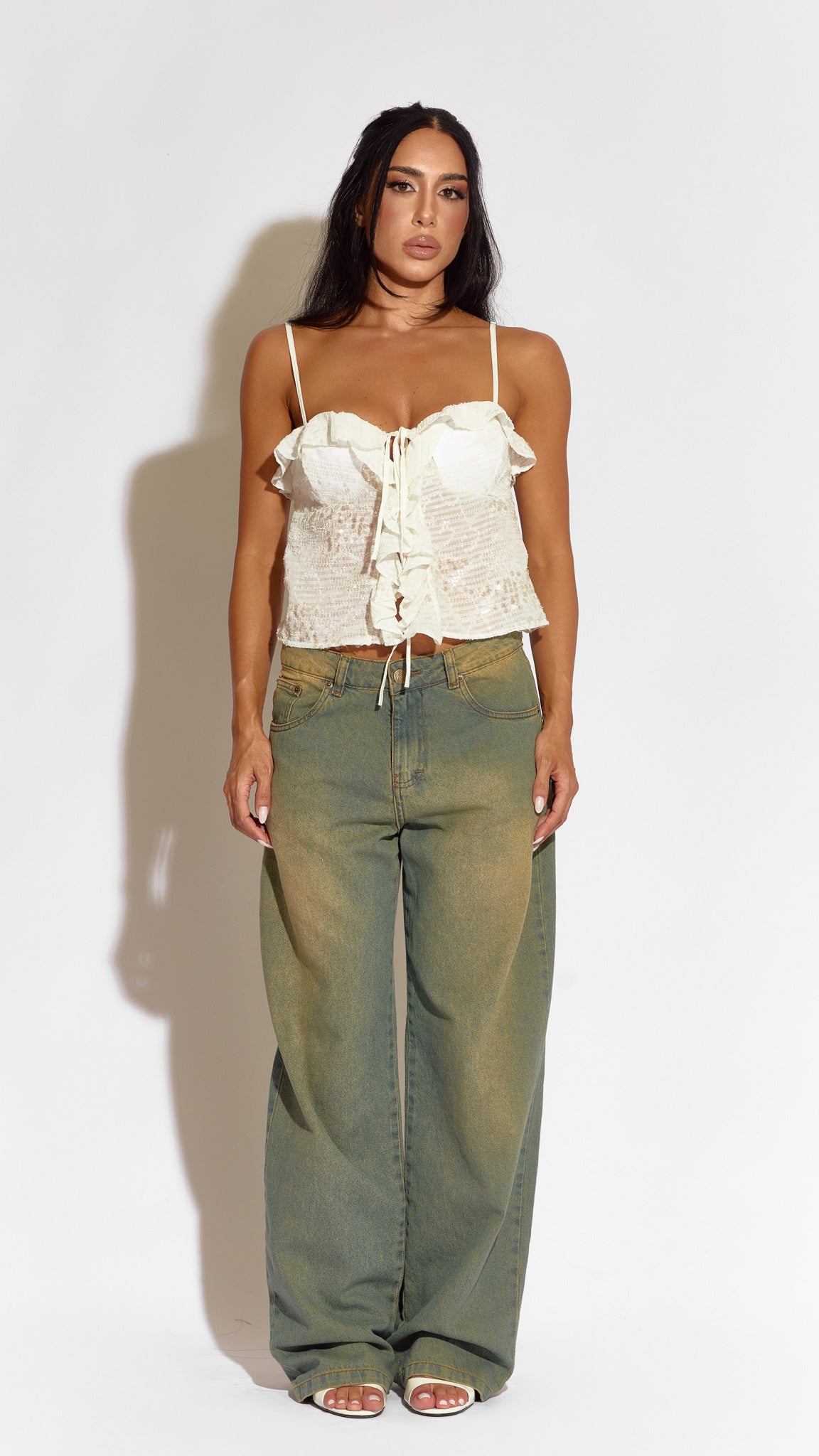 CALÇA JEANS OVERSIZED PISTACHIO