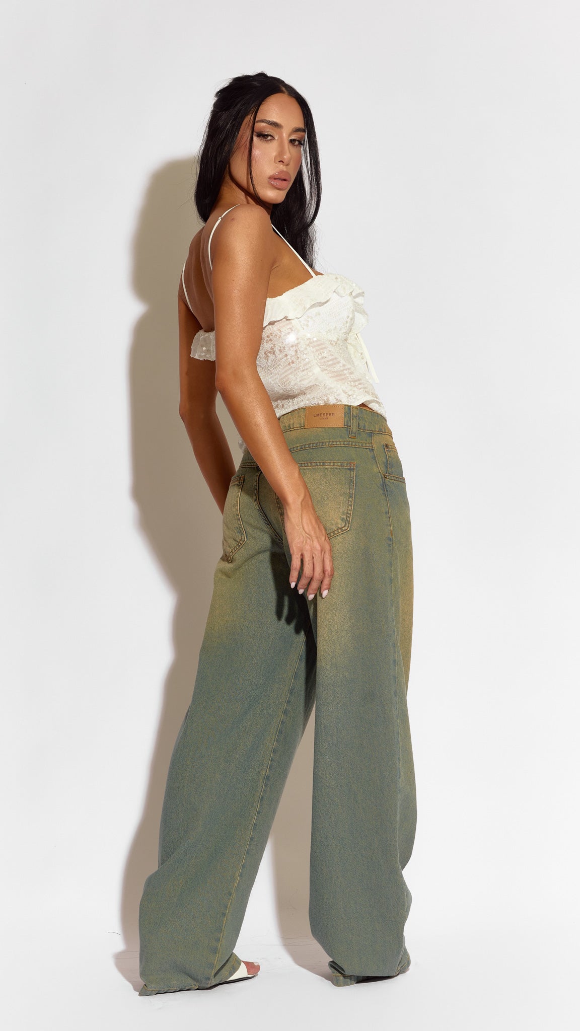 CALÇA JEANS OVERSIZED PISTACHIO
