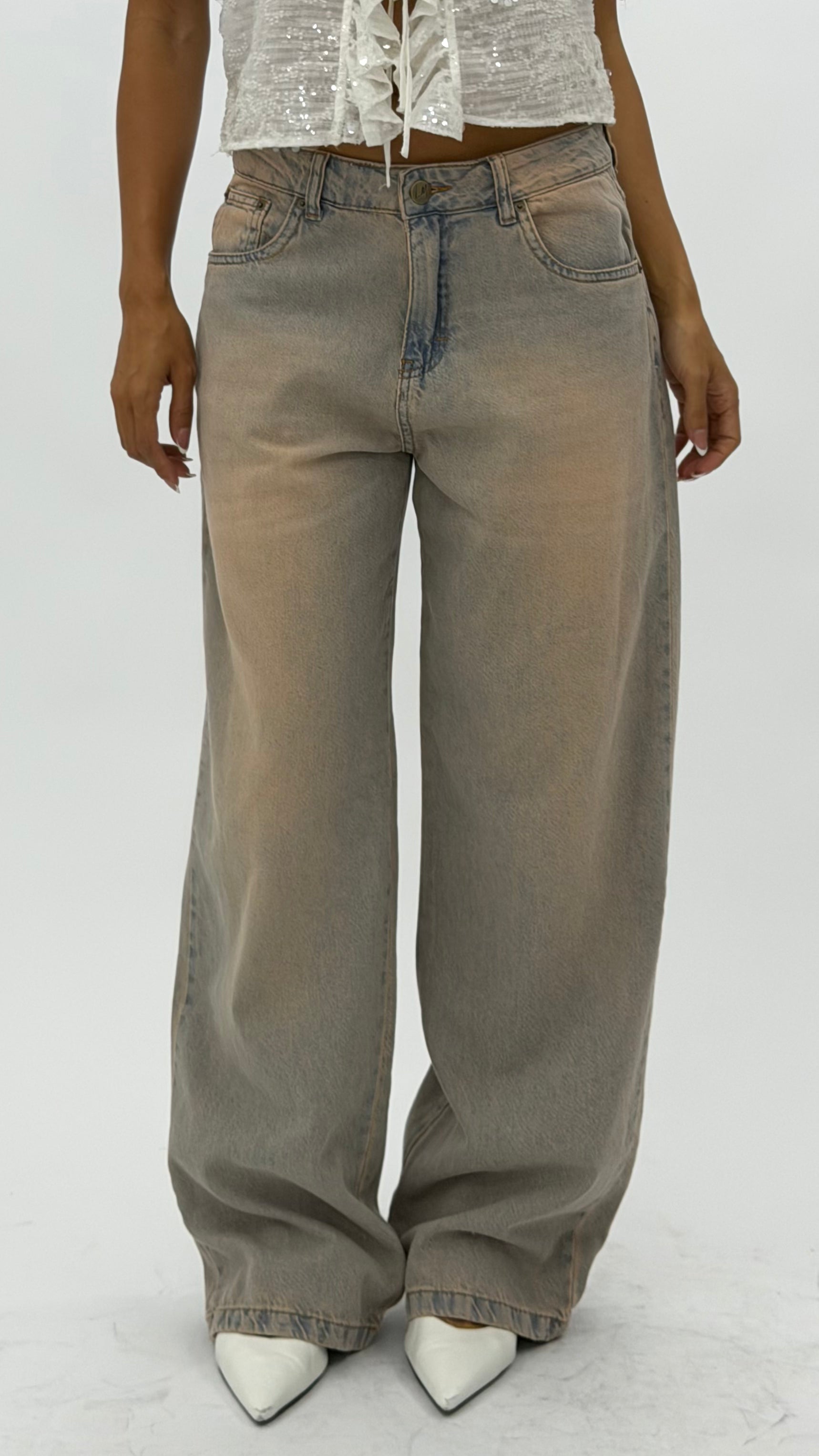 CALÇA JEANS OVERSIZED VINTAGE BLUSH