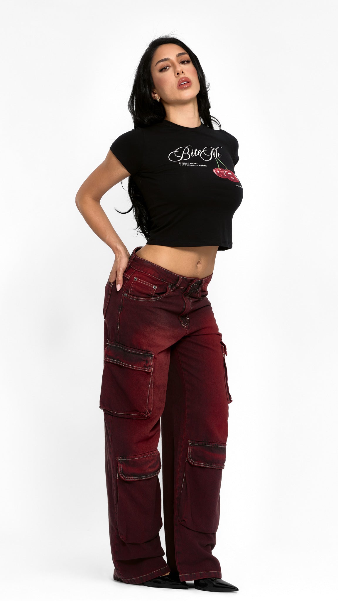 CALÇA JEANS POCKET BORDÔ