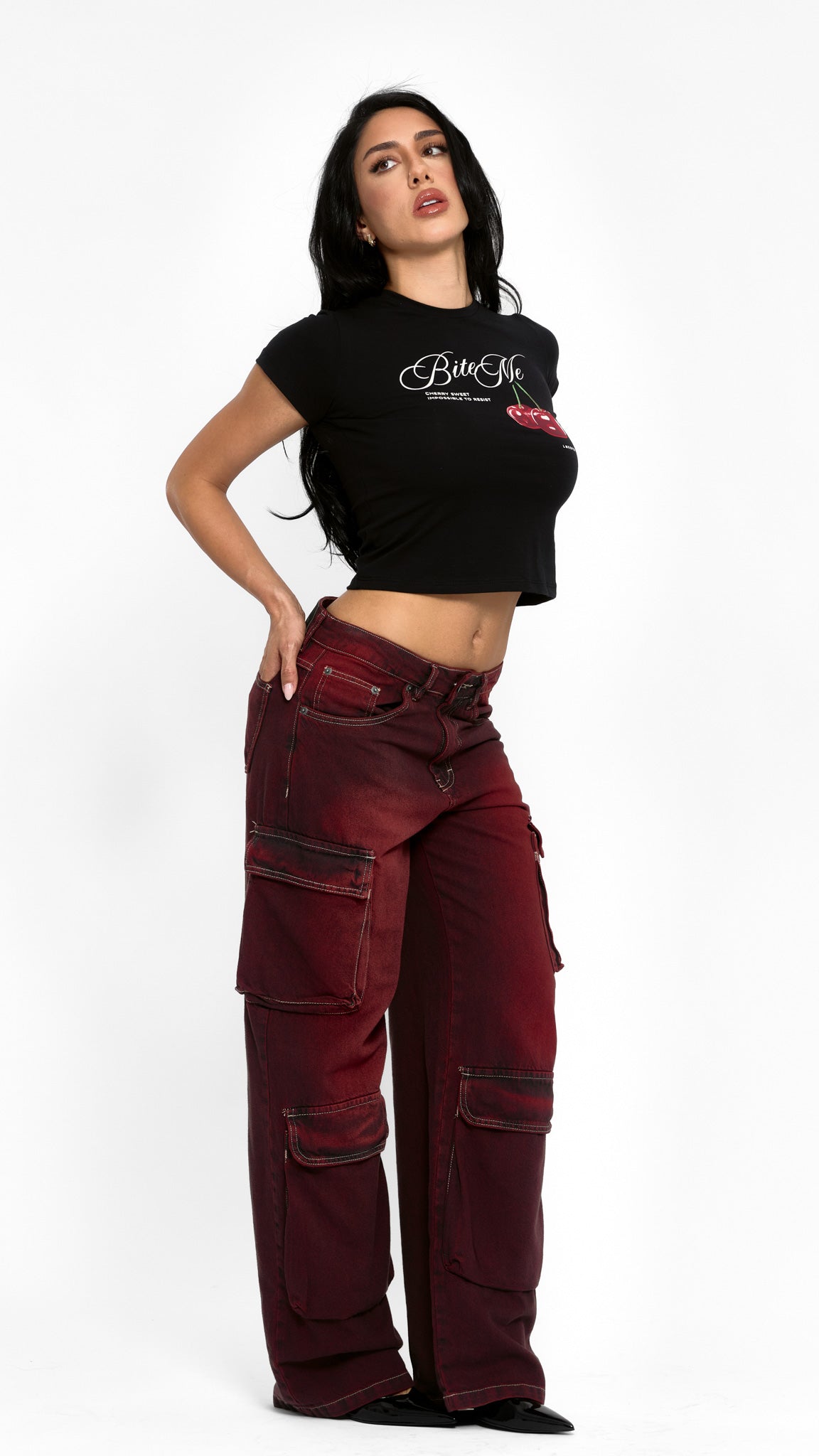 CALÇA JEANS POCKET BORDÔ