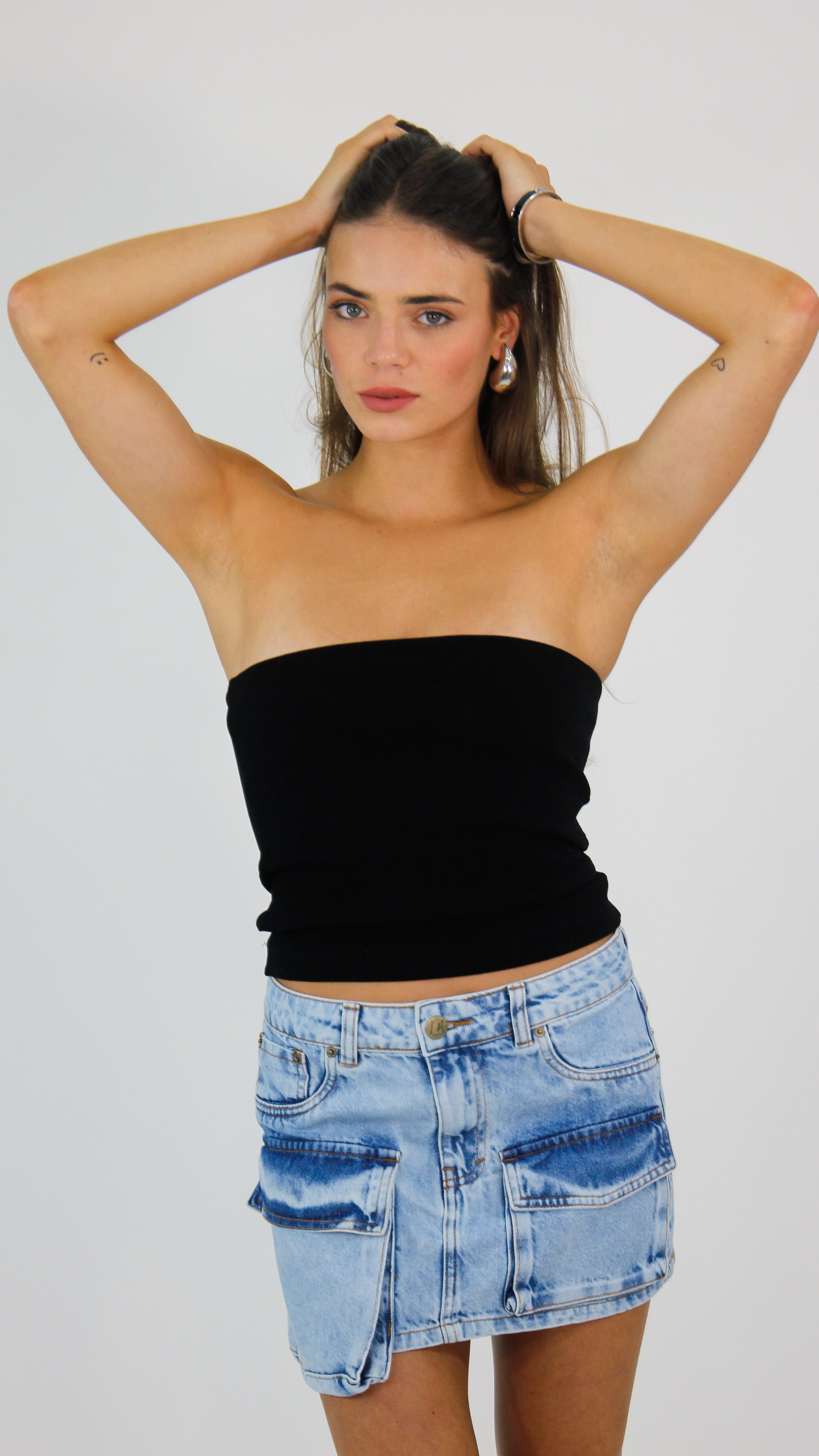 TUBE TOP RIBBED PRETO