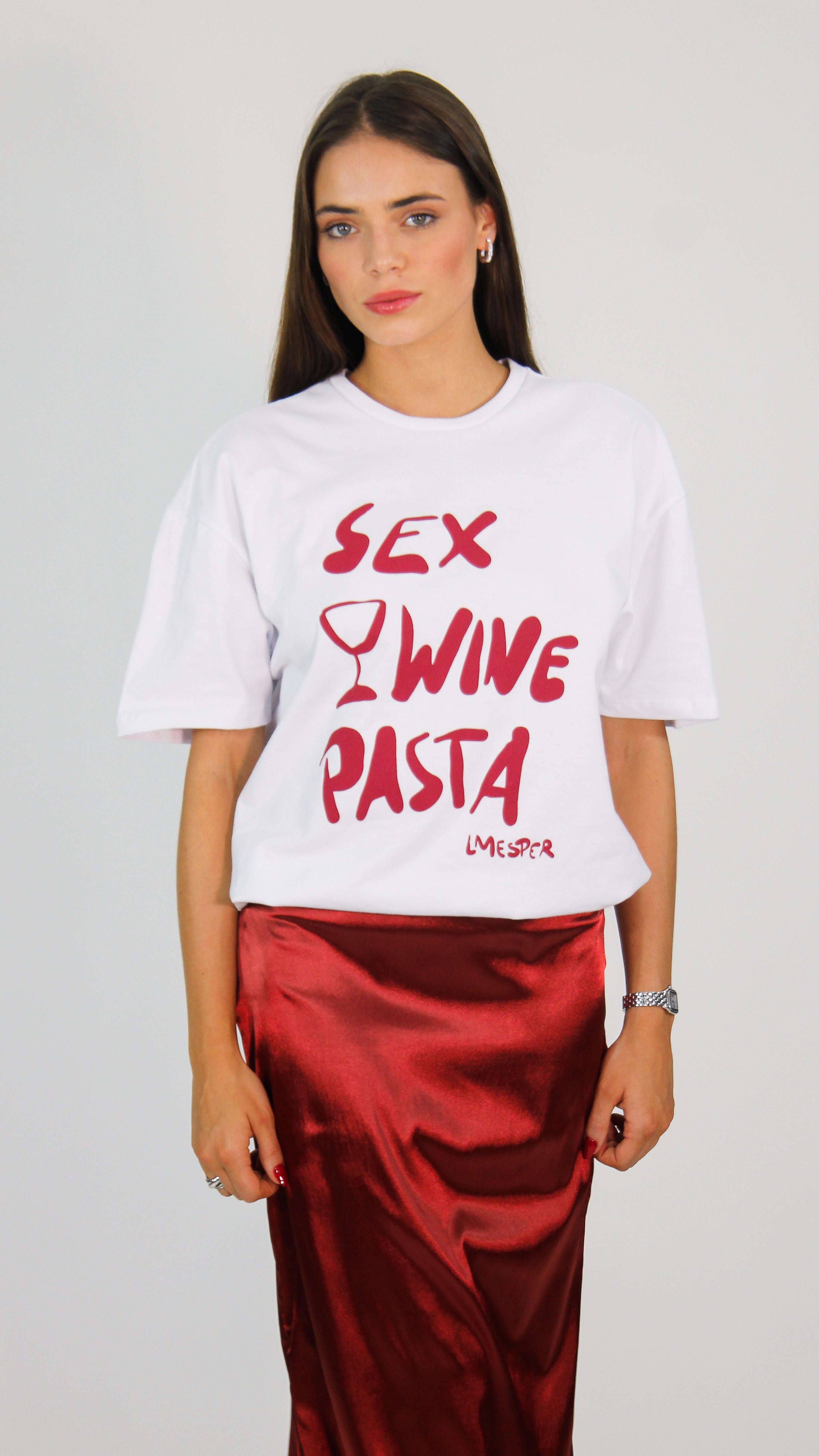 T-SHIRT OVERSIZED SEX, WINE, PASTA