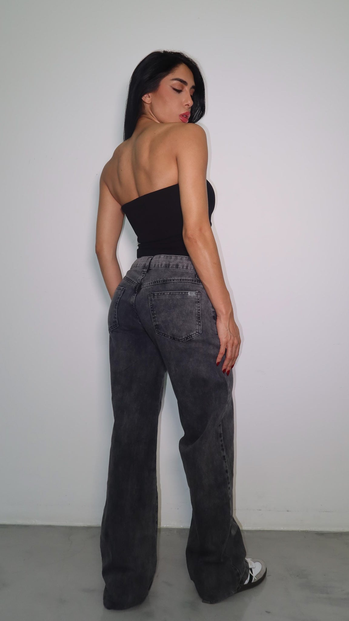 CALÇA JEANS CUT OUT BLACK