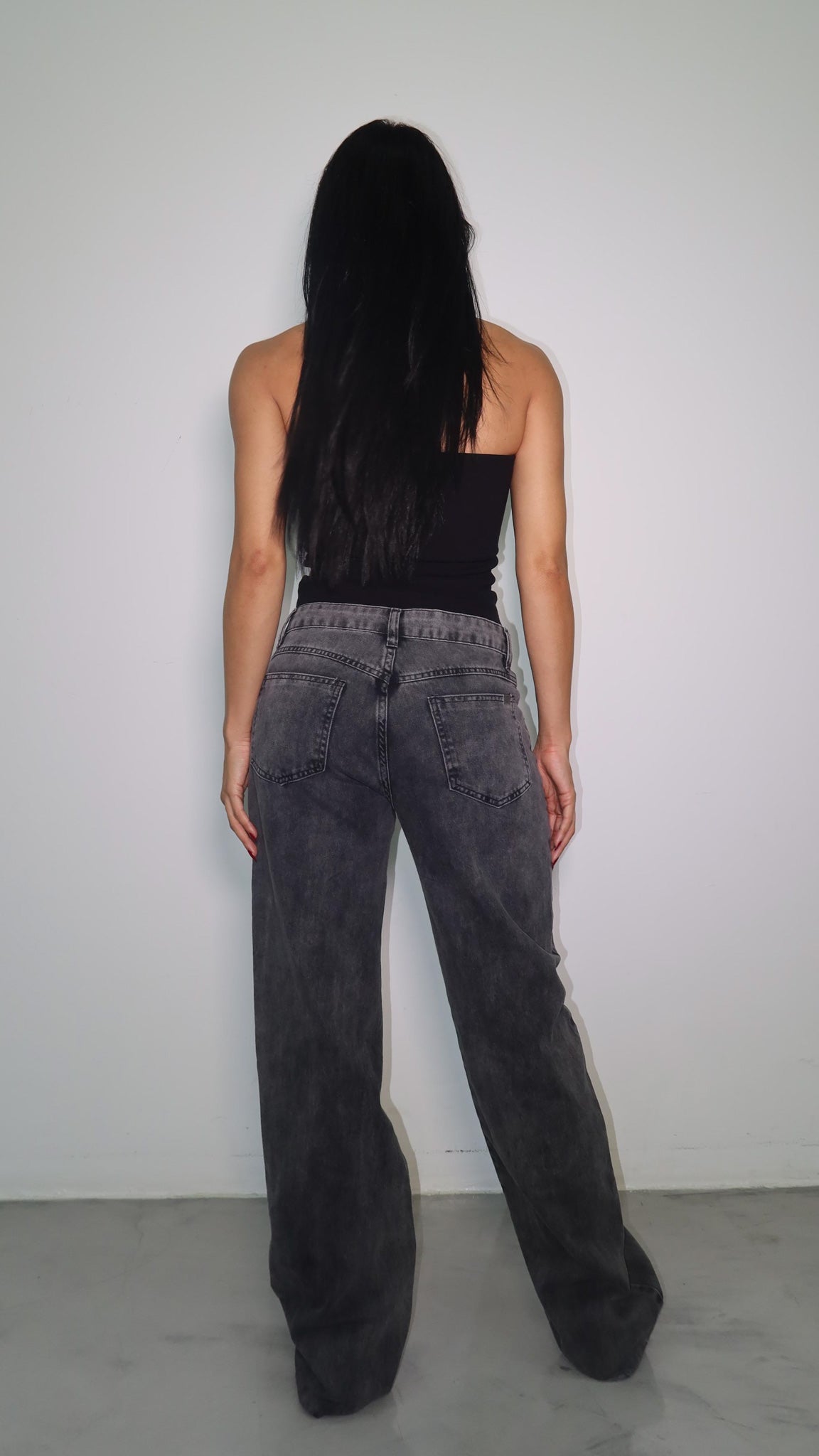 CALÇA JEANS CUT OUT BLACK