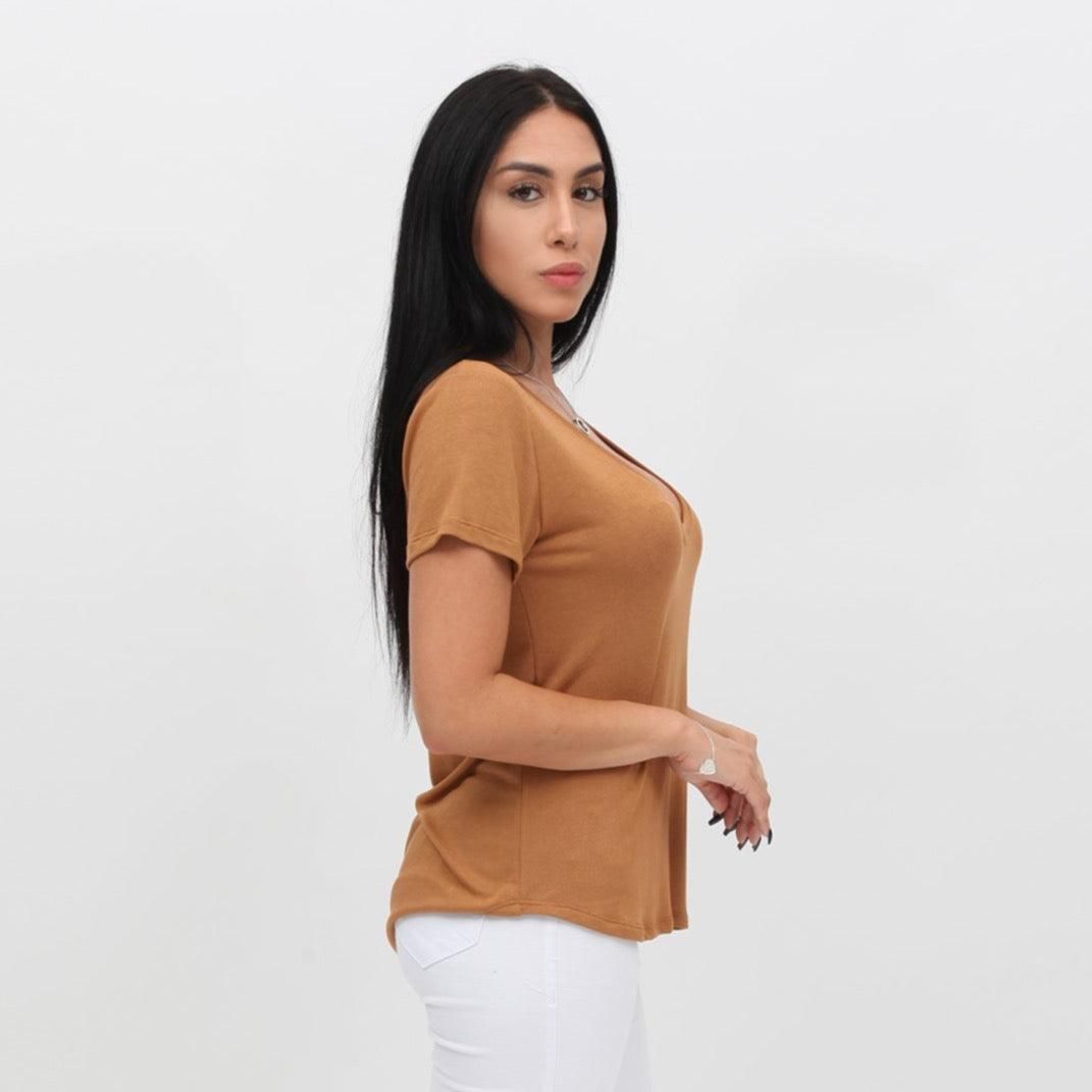 BLUSA BASIC TRICOT CARAMELO