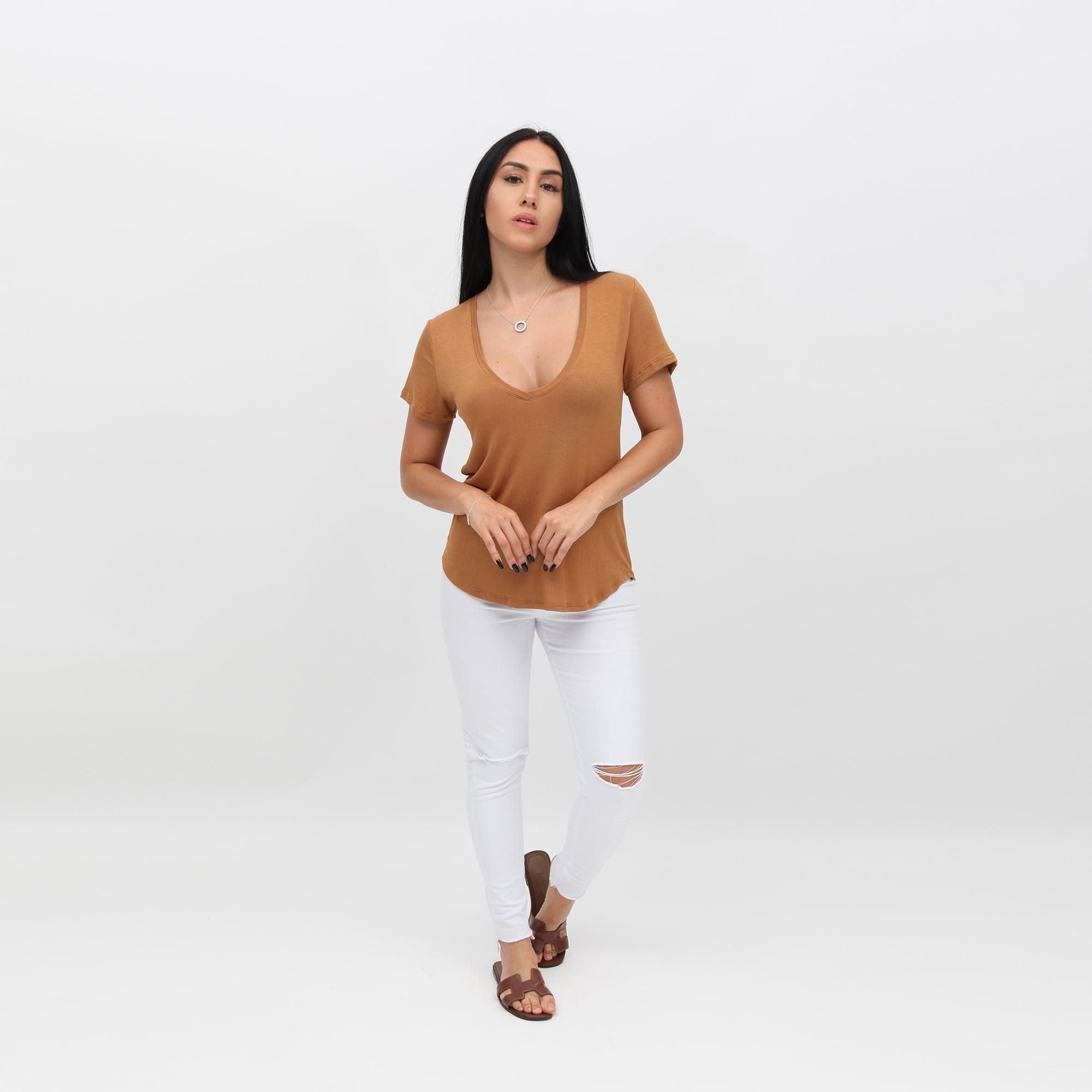 BLUSA BASIC TRICOT CARAMELO